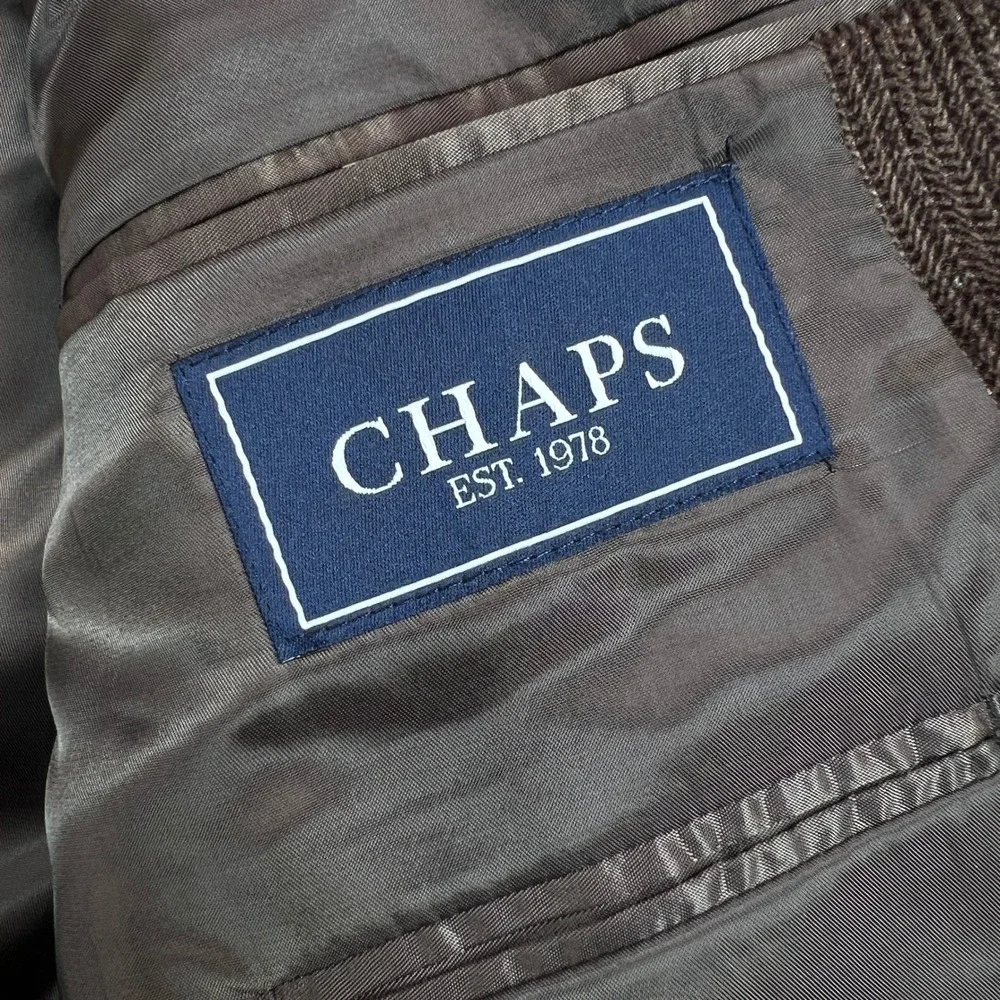 Chaps‎ Brown Fine Wale Corduroy Sport Coat Blazer Men 46R Classic Academia Prep